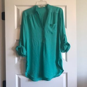 41 Hawthorne teal tunic blouse